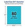 Avery Laser/Inkjet Multipurpose Circle Labels, 0.75" Dia., Bright Blue, 1600/Pack (94504)~#|#~7C37E333-6695-4AED-A51FF2659A600A52_sc7