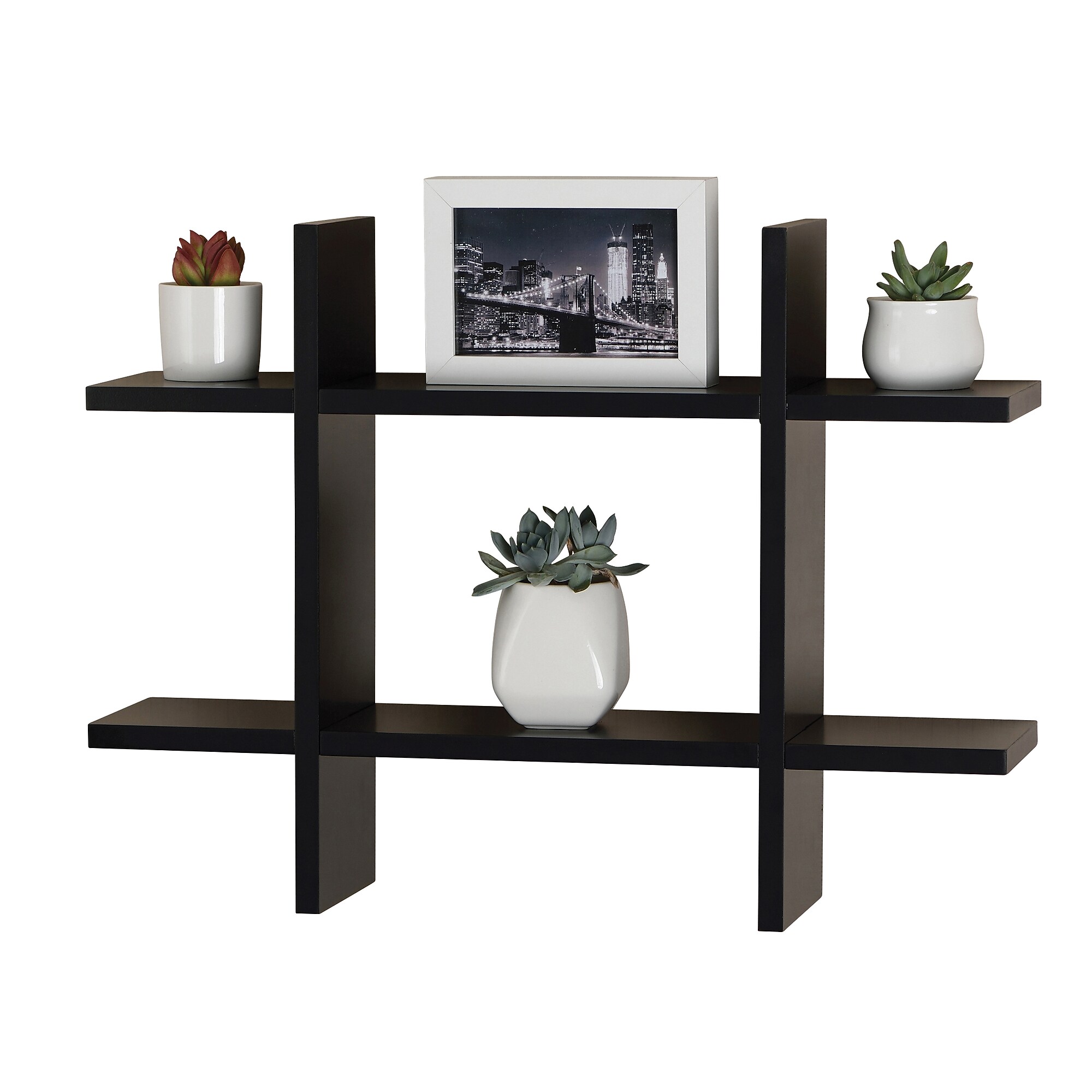 V-Light 6-Shelf Wood Mounted Cross-Style Decorative Unit, 22″, Black (VW161014B) Sansujyuku sansujyuku.com