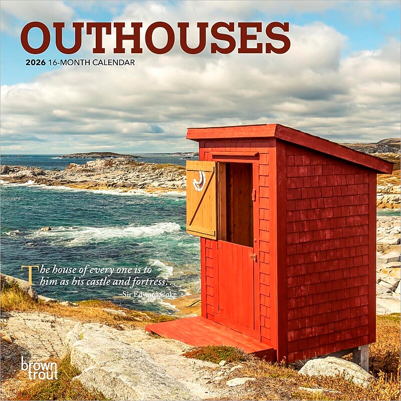 2026 BrownTrout Outhouses 7" x 7" Monthly Wall Calendar (9798330705023) image 1