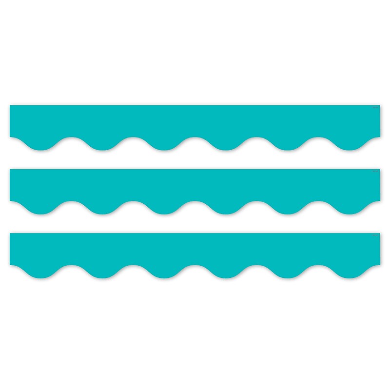 Creative Teaching Press Core Decor EZ Border, 3" x 2', Turquoise Wavy, 24/Pack, 3 Packs/Bundle (CTP11062-3) image 1
