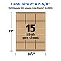 Avery Laser/Inkjet Rectangle Multipurpose Labels, 2" x 2-5/8", Kraft Brown, 1500 Labels/Box ( 94235)~#|#~7C6D5BD2-FC0D-4436-856A158B2DEDF42A_sc7