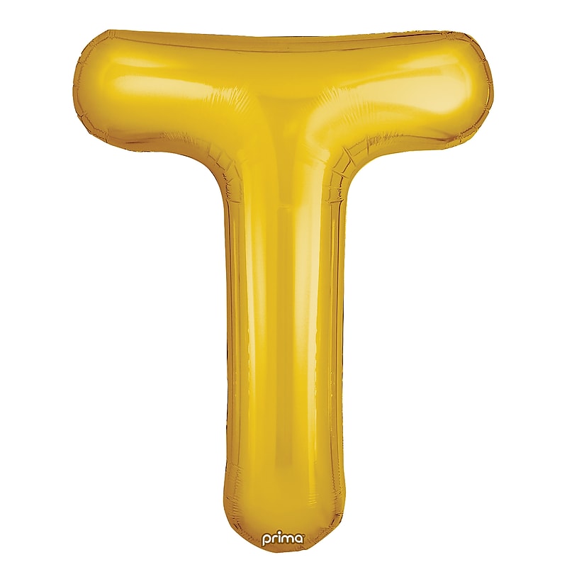 Party City 16" "T" Foil Balloon, Gold, 2/Pack (AM60050233-19) image 1
