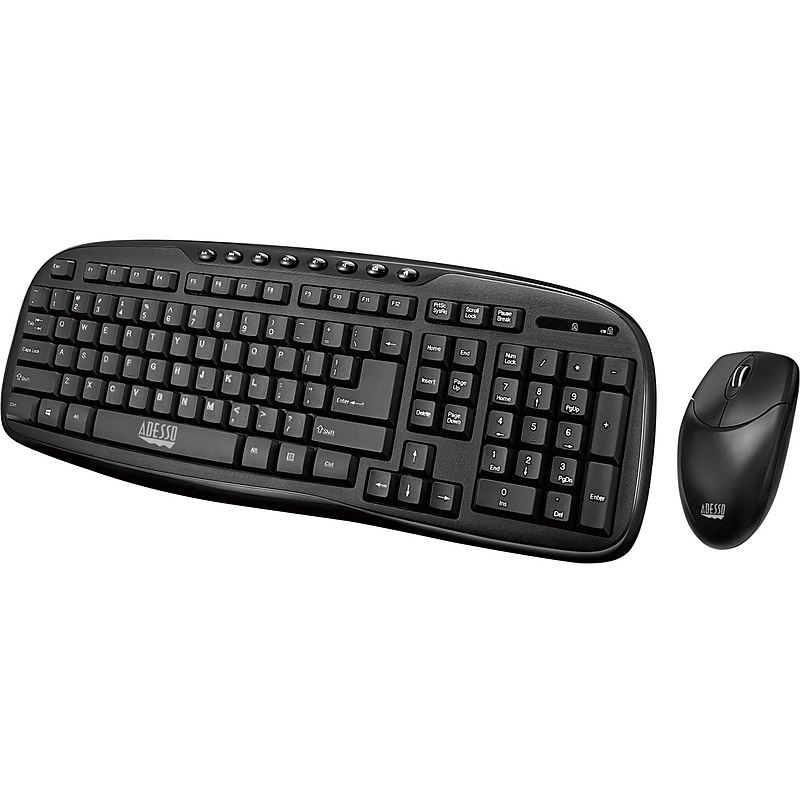 Adesso Wireless Desktop Keyboard and Optical Mouse Combo, Black (WKB-1330CB) image 1