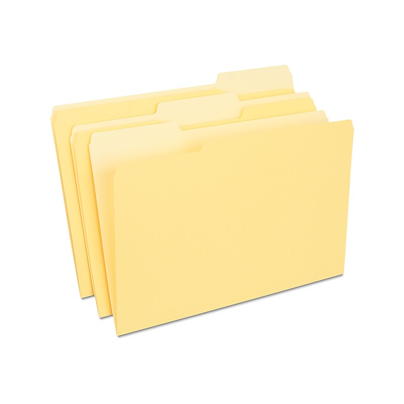 Staples File Folder, 1/3-Cut Tab, Legal Size, Yellow, 100/Box (ST224576-CC) image 1