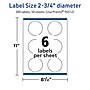 Avery TrueBlock Laser/Inkjet Circle Multipurpose Labels, 2.75" Dia., White, 300/Box (94512)~#|#~7C7E6A2A-2C4B-4E97-98EECEAB9D2DAD45_sc7