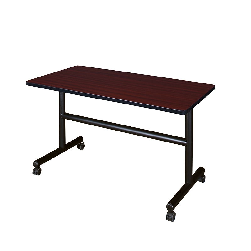 Regency Kobe 48" x 30" Flip Top Mobile Training Table- Mahogany image 1