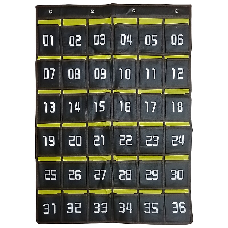 Kore Design Hanging Cell Phone Pocket Storage Classroom Organizer, 37.8" x 26.4", Black/Yellow (KD-PS3624) image 1