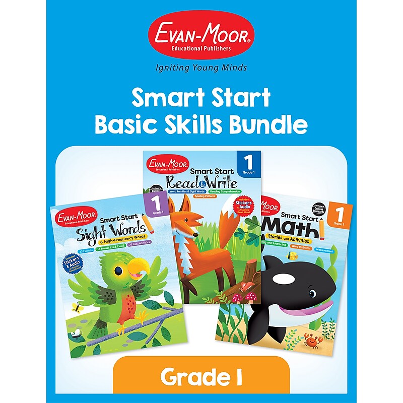 Evan-Moor Smart Start Acvitity Book Basic Skills Bundle, Grade 1 Workbook, 3 Books/Set image 1