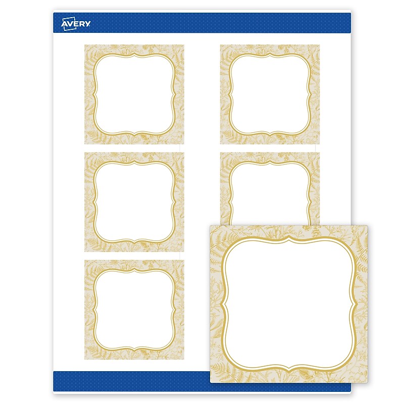 Avery Square Laser/Inkjet Multipurpose Labels, 3" x 3", White, 60/Pack (19479371075) image 1