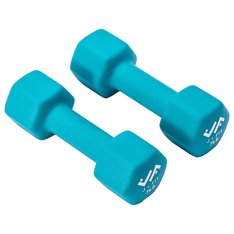 Jfit 7 lb. Neoprene Dumbbell, Blue, Pair (J-DBN7SET) image 1