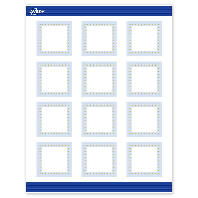 Avery Gold Dots with Blue Border Matte Blank Card, White, 120/Pack (S00-DMJ) image 1