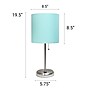 Creekwood Home Oslo Duo 19.5" LED Table Lamp with USB Port, Brushed Steel/Aqua Shade, 2/Set (CWT-2012-AU-2PK)~#|#~7C8AA0C1-7CEC-4DAA-A86E54AEB498F138_sc7
