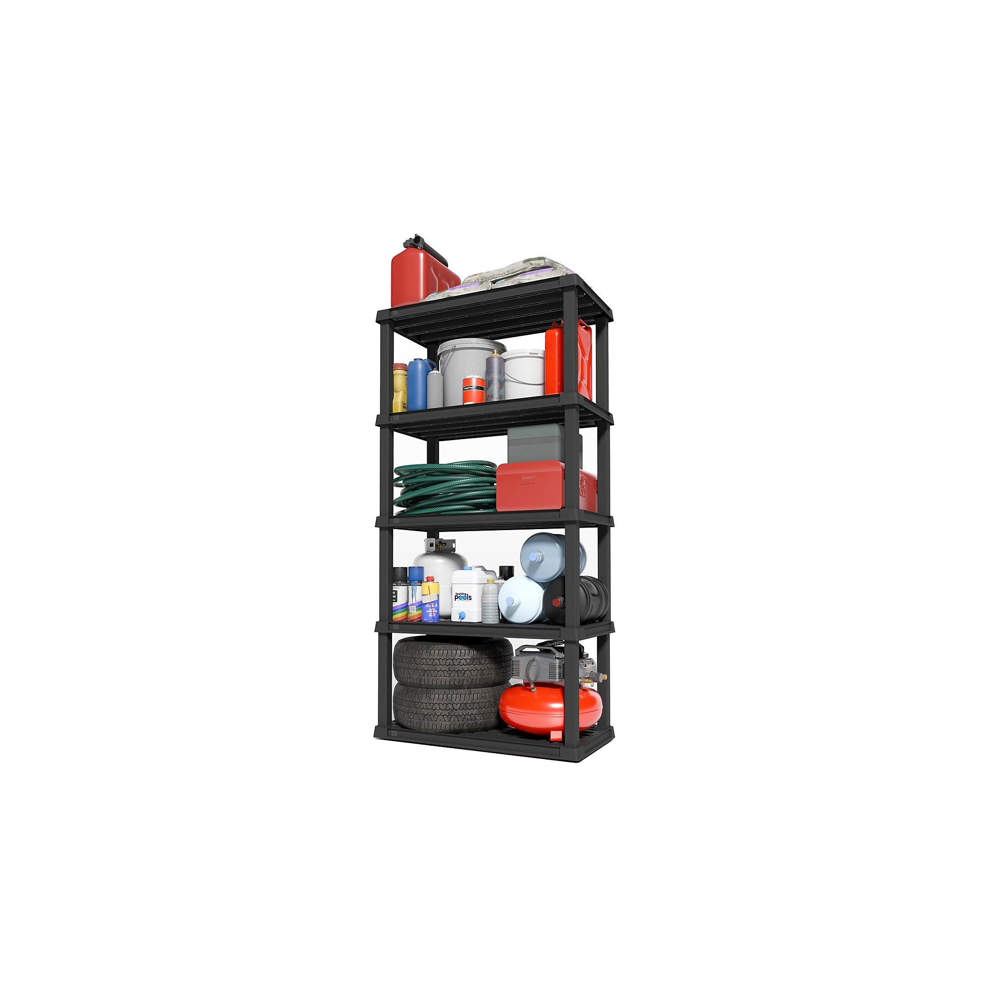Iris 5-Shelf Plastic Shelving Unit, 73.4″ x 35.9″ x 17.9″, Black (140103) Sansujyuku sansujyuku.com