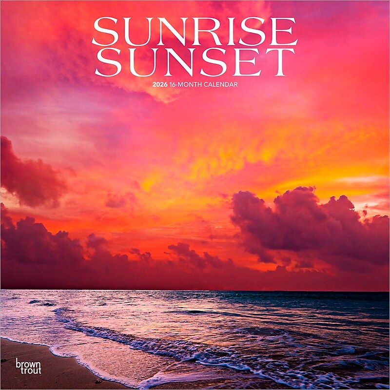 2026 BrownTrout Sunrise Sunset 12" x 12" Monthly Wall Calendar (9798330705719) image 1