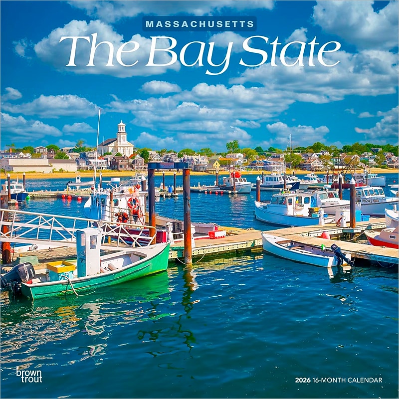 2026 BrownTrout The Bay State Massachusetts Places 12" x 12" Monthly Wall Calendar (9798330705849) image 1