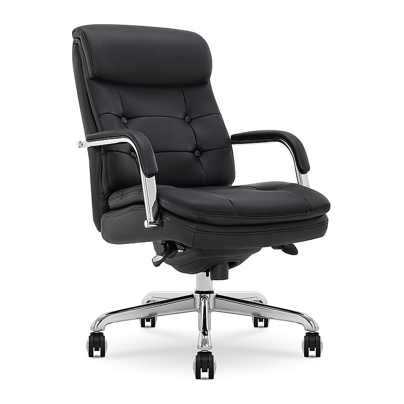 La-Z-Boy Sonata Ergonomic Bonded Leather Swivel Executive Chair, Black and Chrome (CCHR10014D) image 1