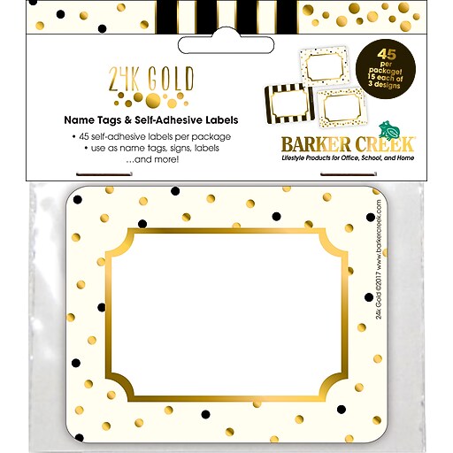 Barker Creek Remember Me! 24K Gold Stick On Sticker Name Tags, Assorted