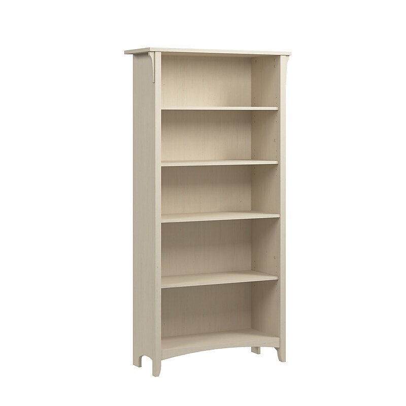Bush Home Salinas Tall 5 Shelf Bookcase, Antique White (SAB132AW-03) image 1