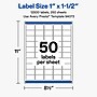 Avery Rectangle Laser/Inkjet Multipurpose Labels, White, 50 Labels/Sheet, 250 Sheets/Pack (19479311274)~#|#~7CBB205F-025A-41F9-ACF6A3E2909A4554_sc7