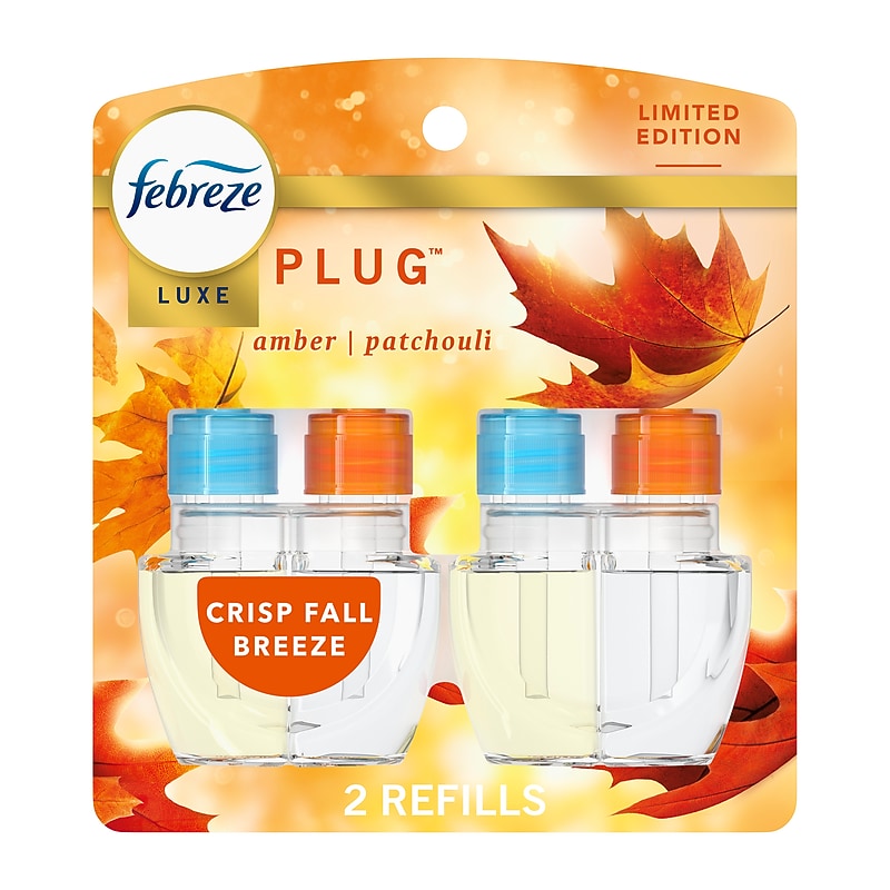 Febreze Luxe Plug Air Freshener Warmer Refill, Crisp Fall Breeze Scent, 0.87 fl. oz., 2/Pack (13891) image 1