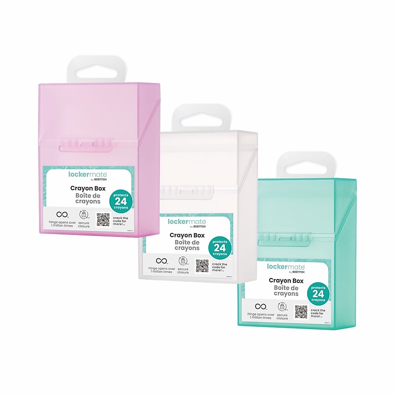 Lockermate By Bostitch Crayon Box, 2.8" x 1.2" x 2.8", Assorted Colors image 1