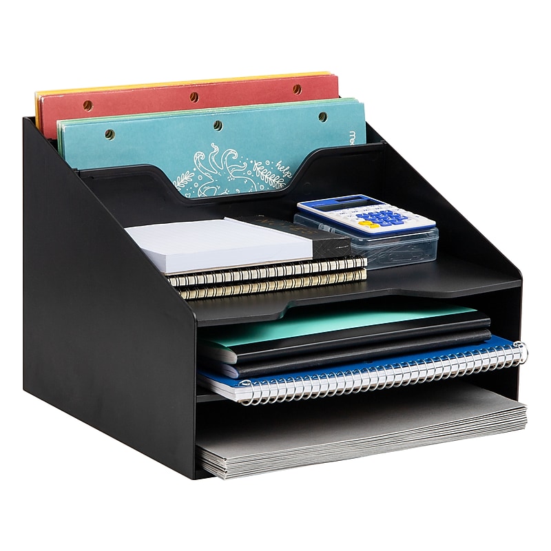 Mind Reader 5-Compartment Plastic Desk Tray, Black (ANCHBOX5-BLK) image 1