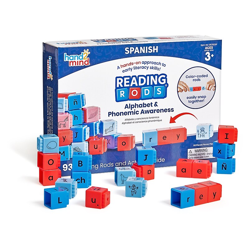 hand2mind Reading Rods Alphabet & Phonemic Awareness in Spanish, Assorted Colors (95392SP) image 1