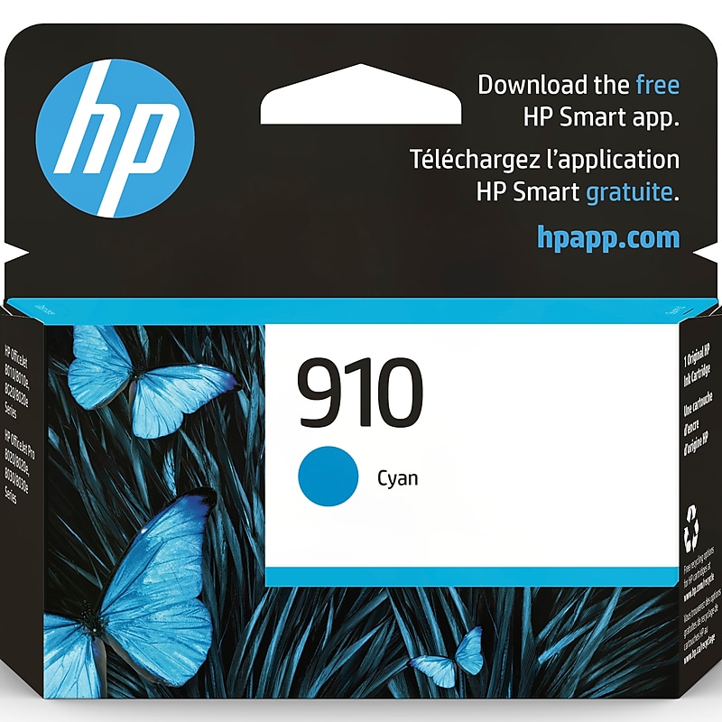 HP 910 Cyan Standard Yield Ink Cartridge, Prints Up to 315 Pages (3YL58AN#140) image 1