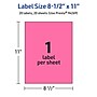 Avery Laser/Inkjet Rectangle Multipurpose Labels, 8.5" x 11", Bright Pink, 20/Pack (94269)~#|#~7CF3D832-574F-4839-82D2DEE65AE6DC3D_sc7