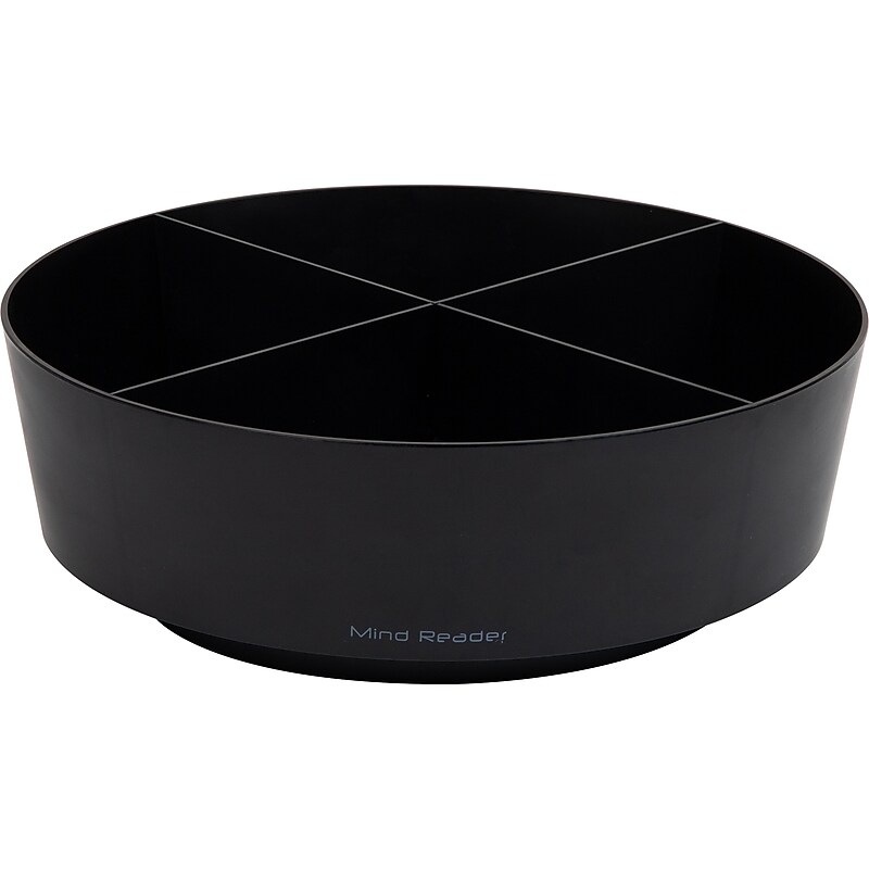 Mind Reader Plastic 4-Compartment Snack Carousel Organizer Snack Tray, Black (LAZSNACK-BLK) image 1