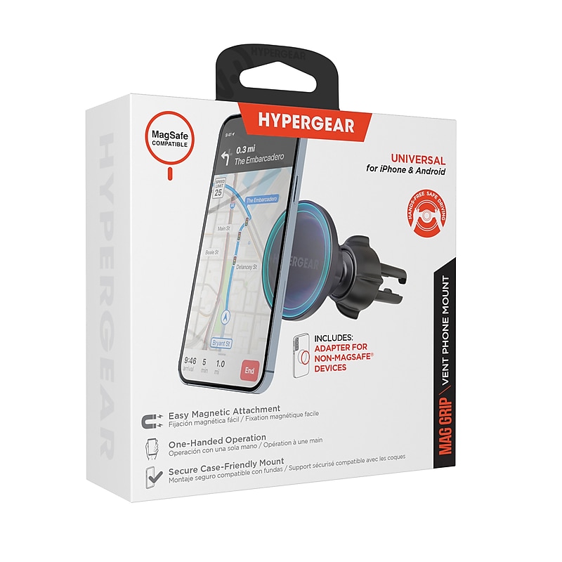 HyperGear Mag Grip MagSafe-Compatible Vent Mount, Black (15982) image 1