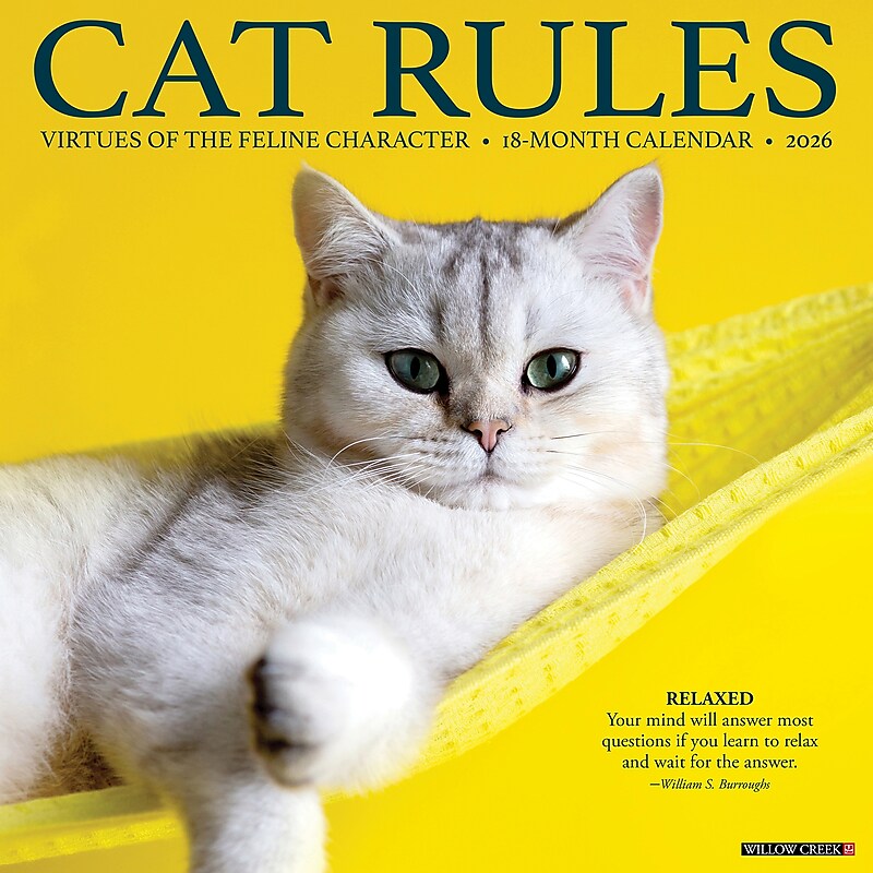 2026 Willow Creek Cat Rules 12" x 12" Monthly Wall Calendar (50583) image 1