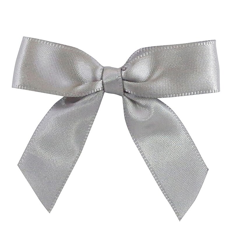 JAM Paper Satin Bows, Silver, 100/Pack (52640349172) image 1