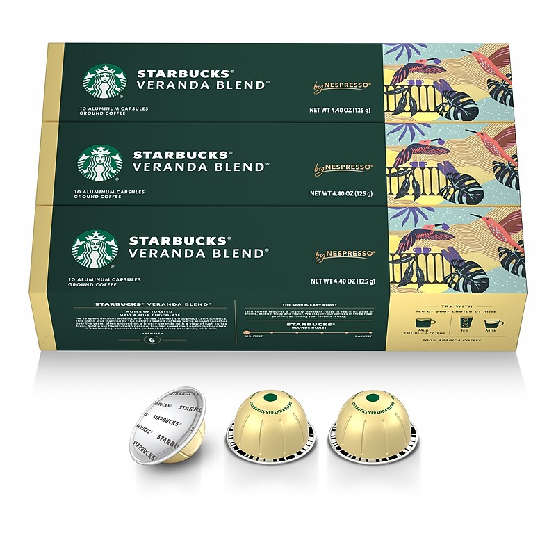 Nespresso Starbucks Veranda Blend Coffee Nespresso Vertuo Capsules, Light Roast, 30/Pack (163921) image 1