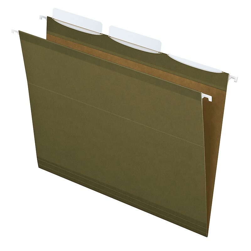 Pendaflex Ready-Tab Premium Reinforced Hanging File Folder, 3-Tab, Letter, Green, 25/Box (42620) image 1