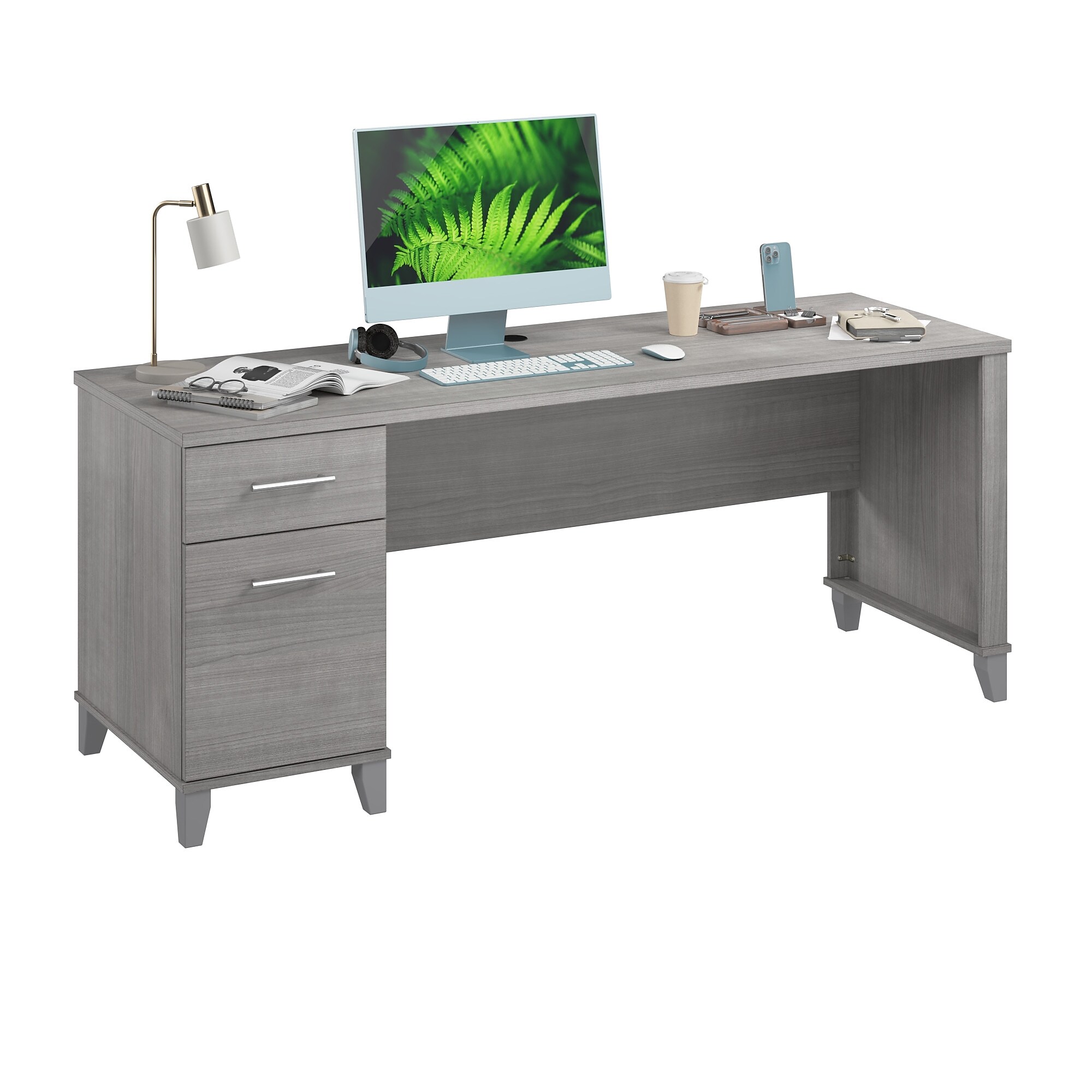 Bush Home Somerset 72W Office Desk with Drawers, Platinum Gray (WC81272) Sansujyuku sansujyuku.com