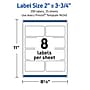 Avery Rectangle Laser Multipurpose Labels, 2" x 3.75", White, 200/Pack (19479399301)~#|#~7D0C944F-7EE6-41E7-B1C42A007CD9065F_sc7