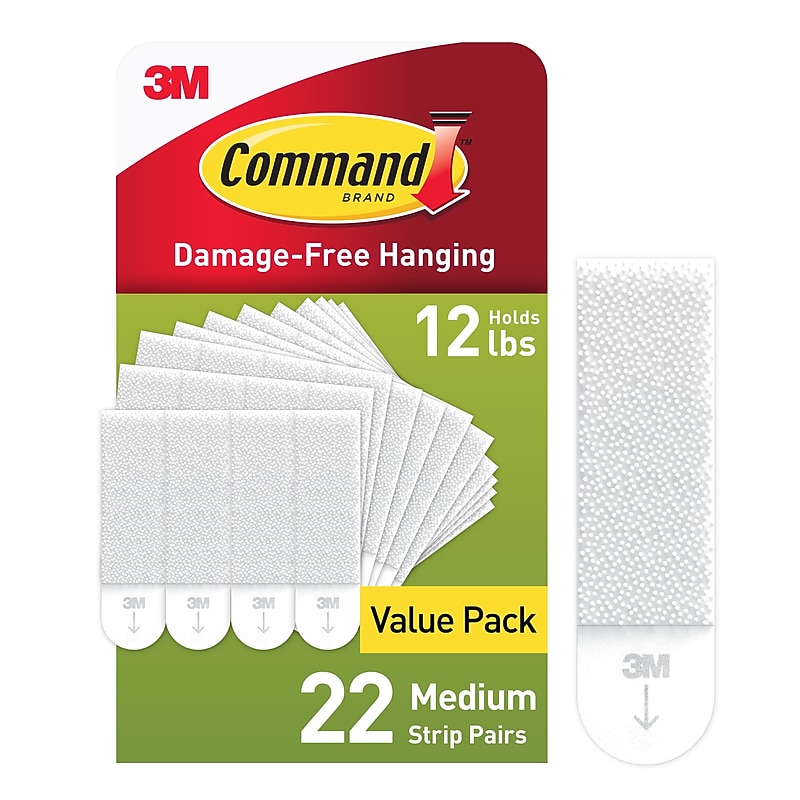 Command Medium Picture Hanging Strips, 12 lb., White, 22 Pairs/Pack (17204-22NA) image 1