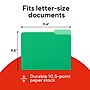 Staples File Folders, Letter Size, 1/3‑Cut Tabs, Assorted Positions, Green, Durable Paper Stock, 100/Pack~#|#~7D1465EA-4E34-48FE-A8ECA577E85A8CFB_sc7