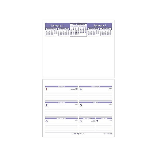 2024 ATAGLANCE FlipAWeek 6" x 7" Weekly Desk Calendar Refill, White