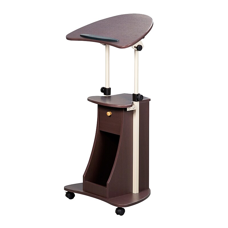Techni Mobili 22"W Manual Adjustable Standing Laptop Cart, Chocolate (RTA-B005-CH36) image 1