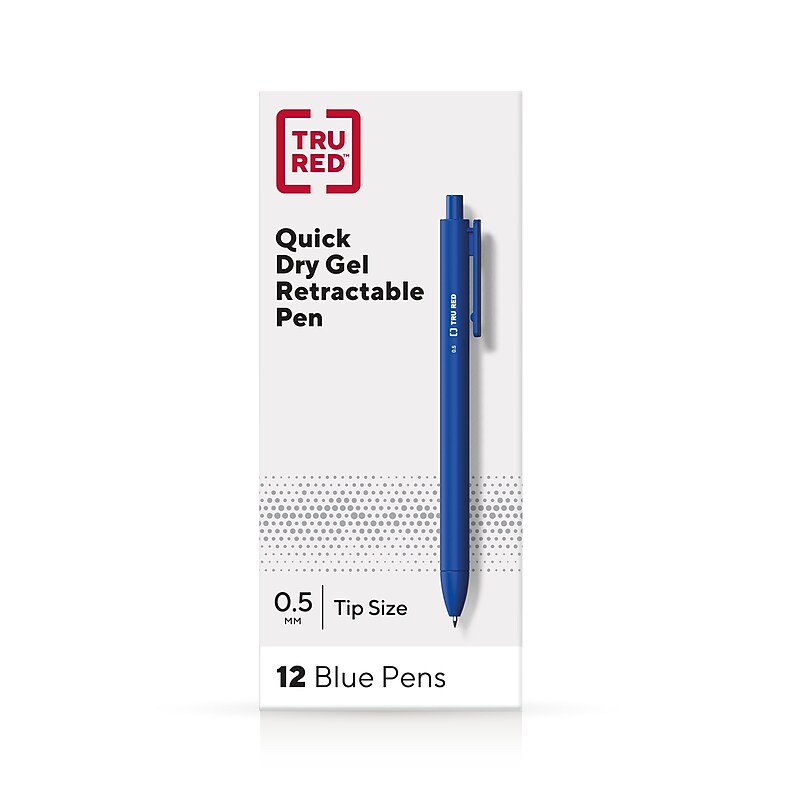 TRU RED Retractable Quick Dry Gel Pens, Fine Point, 0.5mm, Blue, Dozen (TR54490) image 1