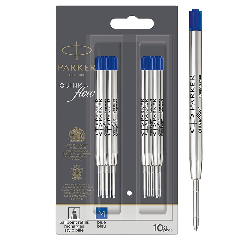 Parker Quinkflow Ballpoint Pen Refill, Blue Ink, 10/Pack (2119154) image 1