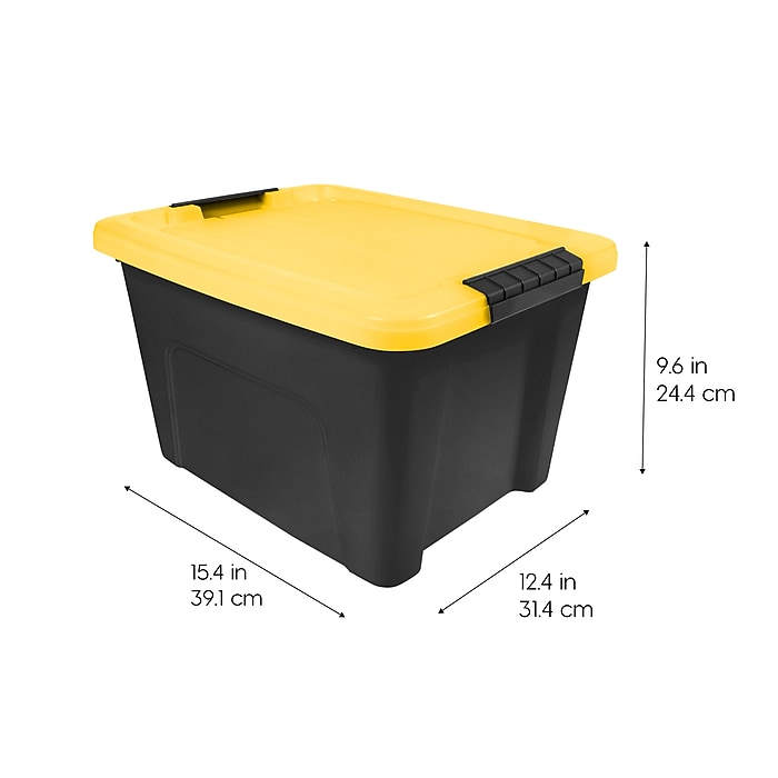 Iris 20 Quart Storage Bin with Latching Lid, Plastic, Black, 6