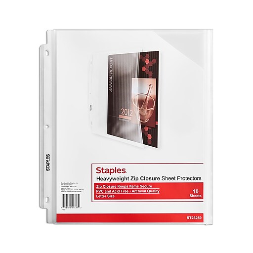 Staples Heavyweight Sheet Protector, 8.5 x 11, Clear, 10/Pack