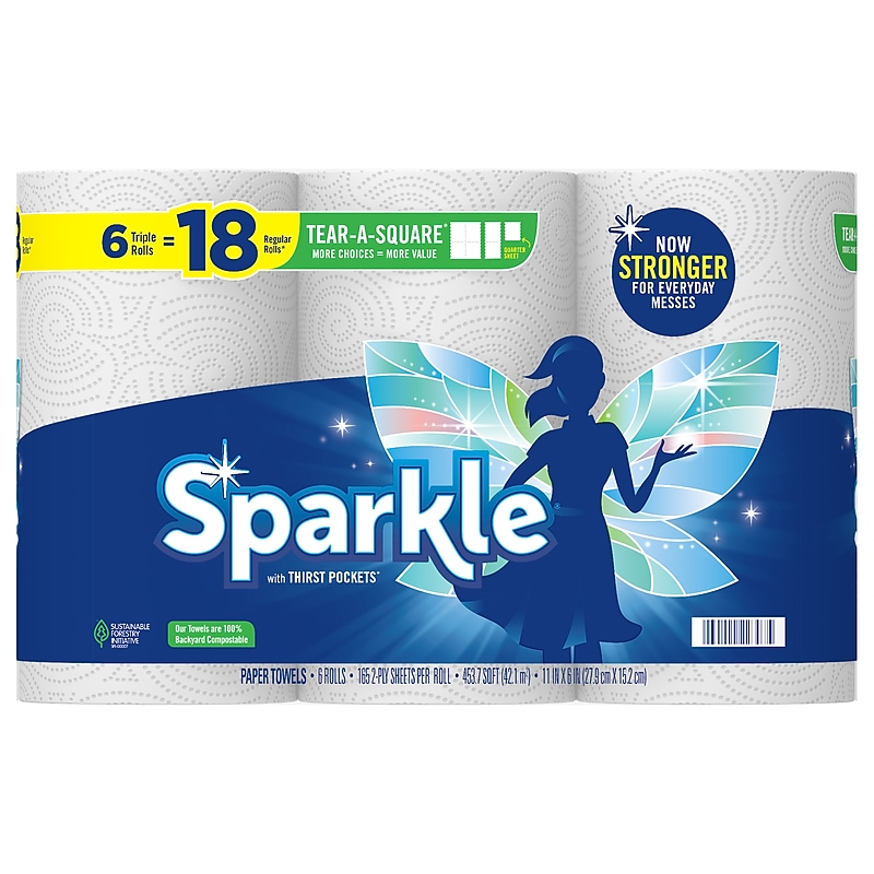 Sparkle Pick-a-Size with Thirst Pockets Paper Towels, 2-ply, 165 Sheets/Roll, 6 Rolls/Pack (22269501) image 1