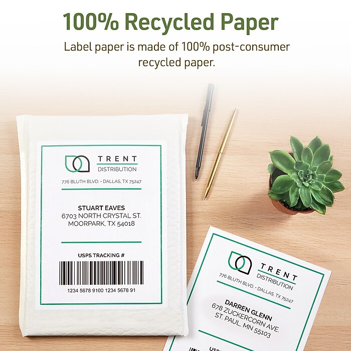Avery EcoFriendly Shipping Labels, Matte White, 5-1/2