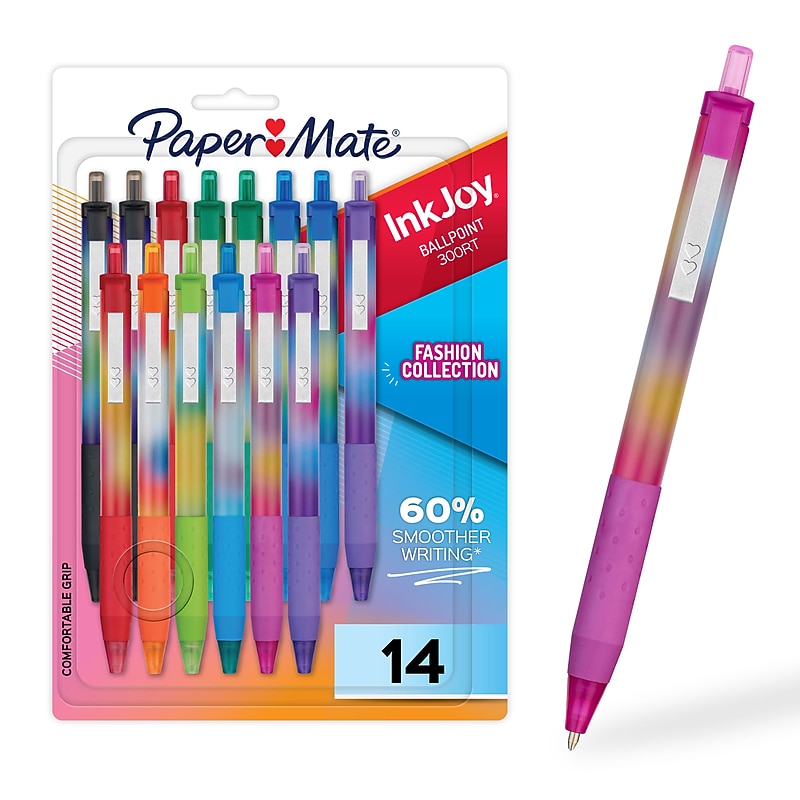 Paper Mate InkJoy Retractable Ballpoint Pen, Medium Point, 1.0mm, Assorted Ink, 14/Pack (2226844) image 1