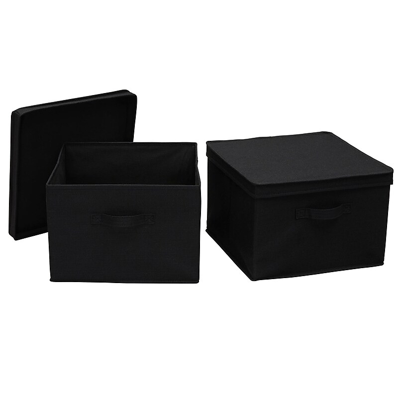 Household Essentials Medium Stackable Folding Fabric Square KD Storage Box, 10" x 15"x 15", 39 Qt., Black, 2/Pack (7617-1) image 1