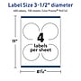 Avery TrueBlock Laser/Inkjet Circle Multipurpose Labels, 3.5" Dia., White, 400/Box (94514)~#|#~7D50AD57-8529-4B1B-A842E8C6CA845BC8_sc7